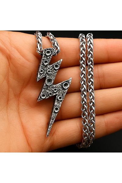 Viking The Flash Lightning Stainless Steel Necklace - Lightning Necklace