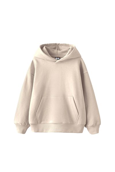 Bak Moda Basic Oversize Women's Beige Hoodie