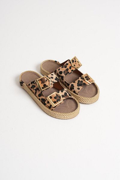 TOPUK Leopard Women's Rope Leather Powder Slippers