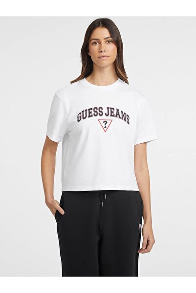 Guess Jeans Gj Ss Cn Boxy Jeans Tee Tricou alb pentru femei W4yi06k8hm0-g011