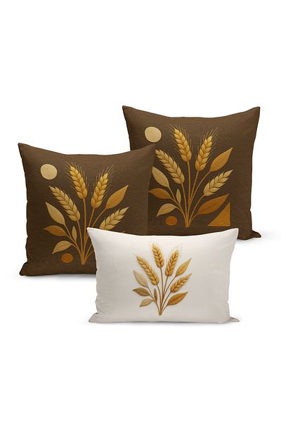 Bertille Home Set de 3 huse de pernă cu imprimare digitală pe două părți (aspect de broderie cu model de puncție)