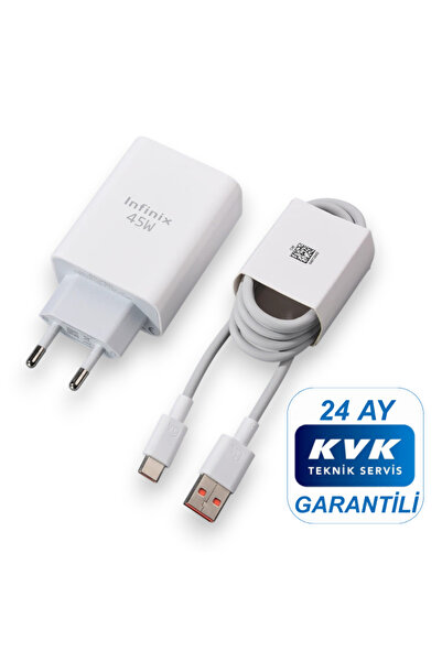 INFINIX 45W (WATT) Hızlı Şarj Aleti Adaptörü Kablo Seti %100 Orıjinal ( KVK Teknik Servis Garantili )