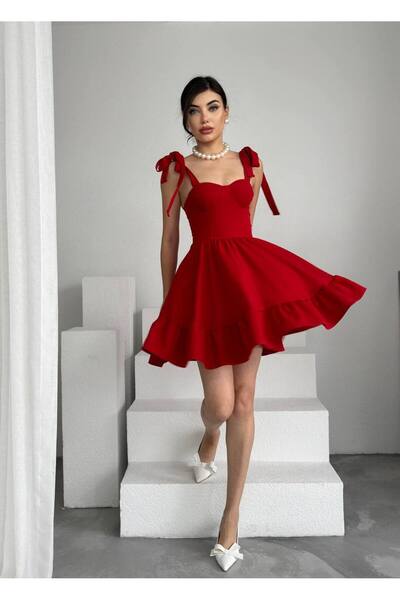 EtikaOnline Champ Eteği Volanlı Mini Elbise