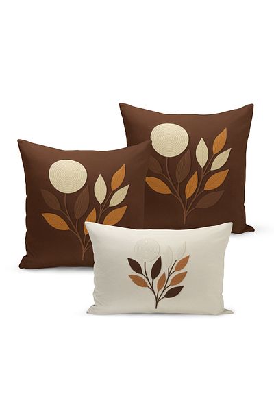 Bertille Home Set de 3 huse de pernă cu imprimare digitală pe două părți (aspect de broderie cu model de puncție)