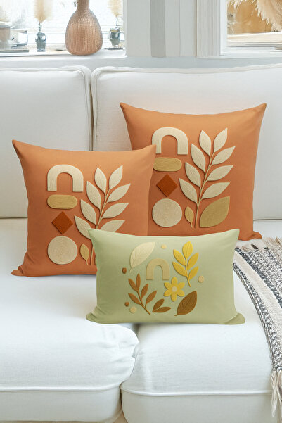 Bertille Home Set de 3 huse de pernă cu imprimare digitală pe două părți (asp...