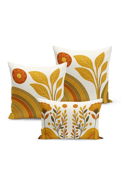 Bertille Home Set de 3 huse de pernă cu imprimare digitală pe două părți (aspect de broderie cu model de puncție)
