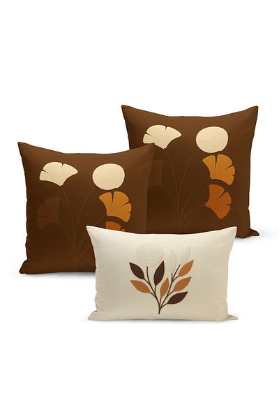 Bertille Home Set de 3 huse de pernă cu imprimare digitală pe două părți (aspect de broderie cu model de puncție)