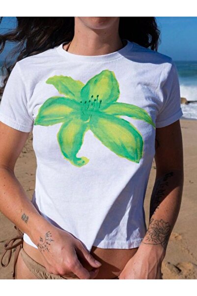 LAYORA Tricou crop pentru femei cu imprimeu - Aspect tânăr și energizant