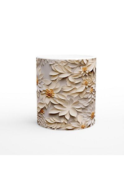 Luluyen Vanilla Shiny Layered Flower Patterned Mug
