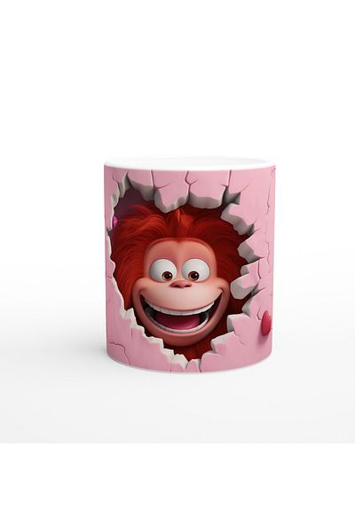 Luluyen Cheerful Orangutan Themed Printed Mug Cup That Rips the Pink Heart Wall