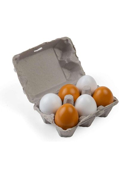 BIGJIGS Toys Six Wooden Play Eggs