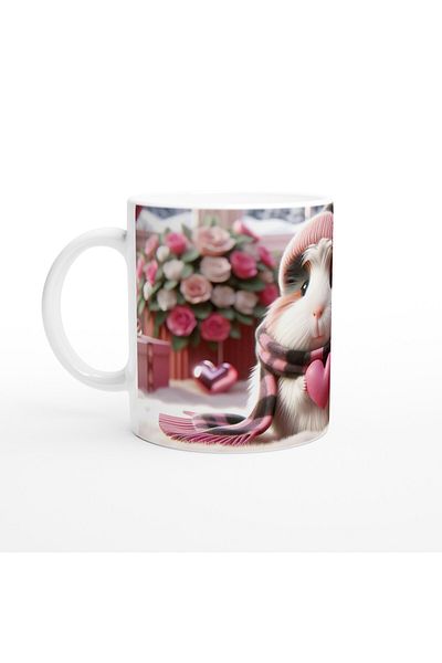 Luluyen Guinea Pig Themed Printed Mug with Pink Heart Hat