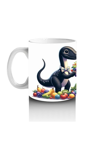 Luluyen Dinosaur Patterned Mug Cup Holding Fruit Bouquet That Makes Children Love Milk