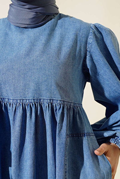 Weak Blue Φόρεμα με πλισέ casual τζιν τζιν