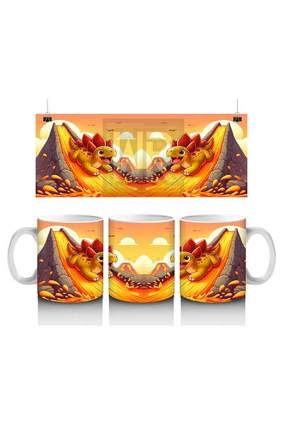 Luluyen Dinosaur Patterned Mug Cup That Makes Children Love Milk and Skiing on Lava Slides
