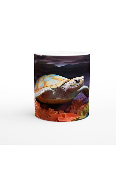 Luluyen Sea Turtle Swimming among Colorful Corals Underwater Themed Mug