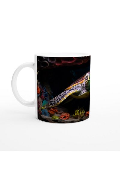 Luluyen Sea Turtle Swimming among Colorful Corals Mug