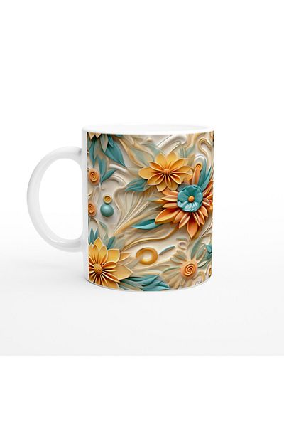 Luluyen Turquoise and Yellow Spiral Flower Mug