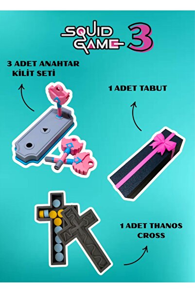 You Toys Squid Game 3 - Thanos + 3 Anahtarlı Kilit Seti+ Squid Game Tabut