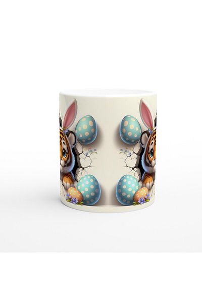 Luluyen Rabbit Eared Tiger Cub Themed Printed Mug
