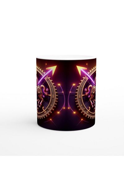 Luluyen Sagittarius Printed Coffee Cup - Wheels of Time Astrology Mechanism Vs2