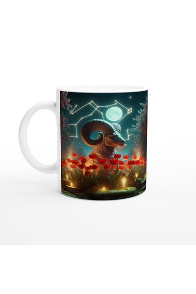 Luluyen Aries Printed Coffee Mug - Zodiac Garden under the Moonlight Vs4