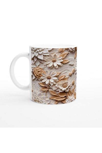 Luluyen Cinnamon Textured Relief Flower Mug
