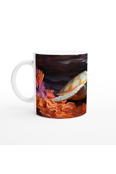 Luluyen Sea Turtle Swimming among Colorful Corals Underwater Themed Mug