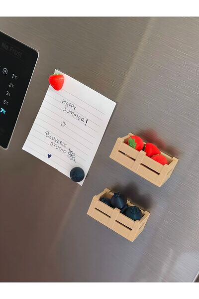 BaBaWoSs Meyve Kutusu Buzdolabı Mıknatısı Seti 2 Adet Kasa Ve Meyveleri