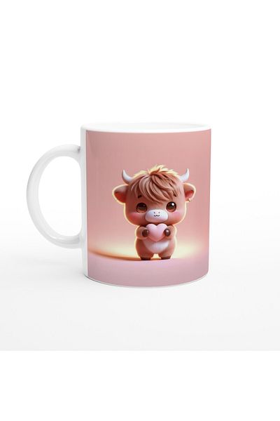 Luluyen Cute Calf Holding a Heart Themed Printed Mug