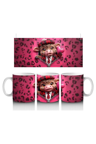 Luluyen Heart Jacket and Calf Patterned Mug with Milk Loving Children