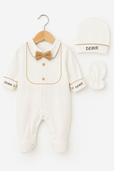 Minytrendy Baby Boy Name Printed Newborn Jumpsuit Special Day Hospital Release Set Baby Mevlüt Gift