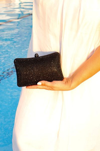 Blacktavern Luxury Rich Evening Bag with Fixed Stone