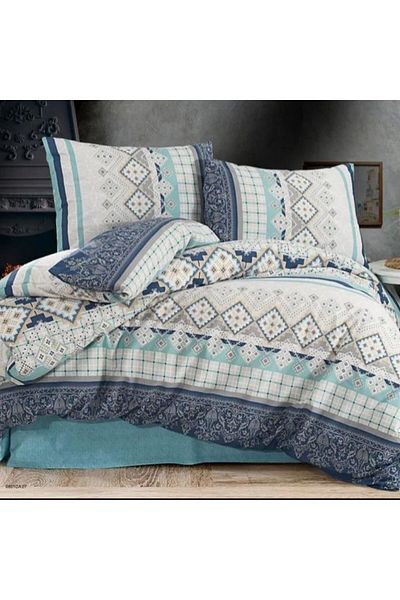 sehra Luxury Durable Soft Natural Cotton Single Duvet Cover Set + Elastic Bed Sheet + Pillowcase