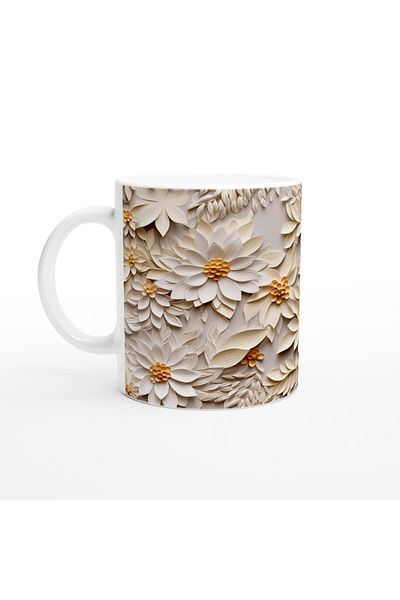 Luluyen Vanilla Shiny Layered Flower Patterned Mug