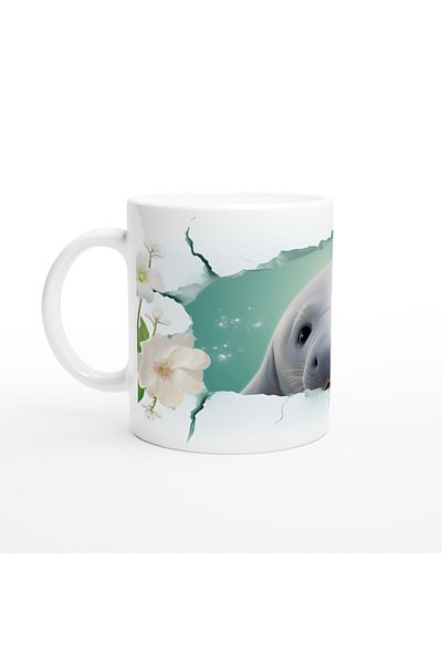 Luluyen Cute Seal and Flower Detailed Underwater Themed Mug