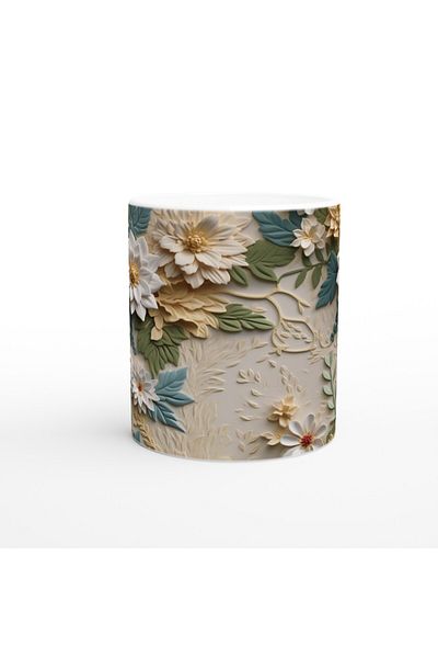 Luluyen Floral Mug with Earth and Mint Tones