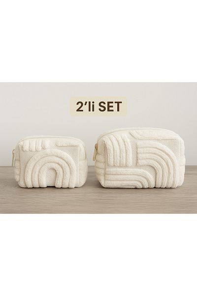 YILDIZ DİJİTAL HOME Set of 2 Punch Fabric Cream Makeup Organizer (15 cm + 20 cm) – Star Home’S