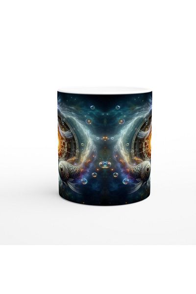 Luluyen Pisces Printed Coffee Mug - Wheels of Time Astrology Mechanism Vs2