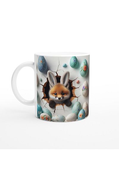 Luluyen Rabbit Eared Fox and Floral Easter Eggs Themed Printed Mug Cup