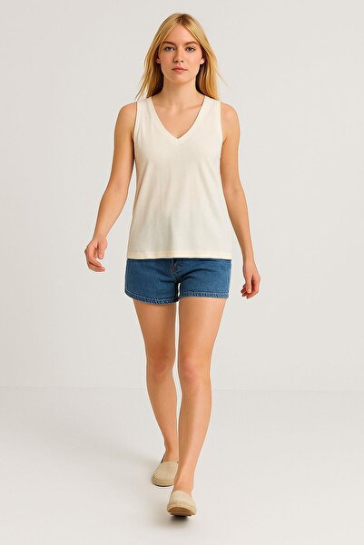 COTENCONCEPT 2 τεμάχια A-Line μπροστινό και πίσω μπλουζάκι με λαιμόκοψη V με χοντρό λουράκι από βαμβακερό βασικό μπλουζάκι