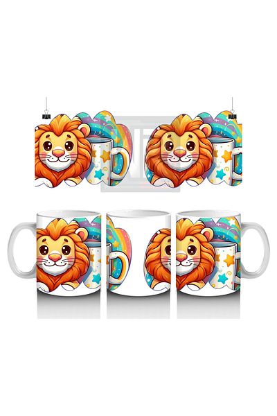 Luluyen Cute Lion Patterned Mug with Colorful Cup That Makes Children Love Milk