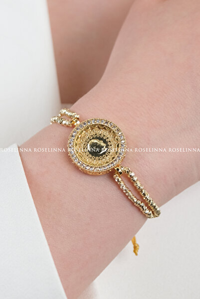 ROSELİNNA نموذج سوار ربع دائري برباط ذهبي اللون قابل للتعديل، سوار ربع دائري ...