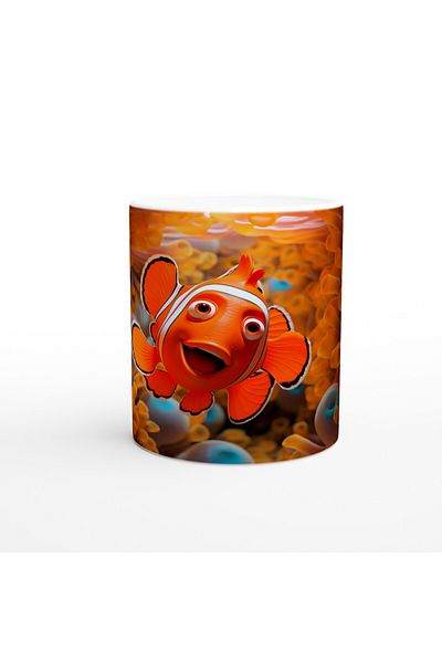 Luluyen Cheerful Clown Fish among Orange Corals Printed Mug