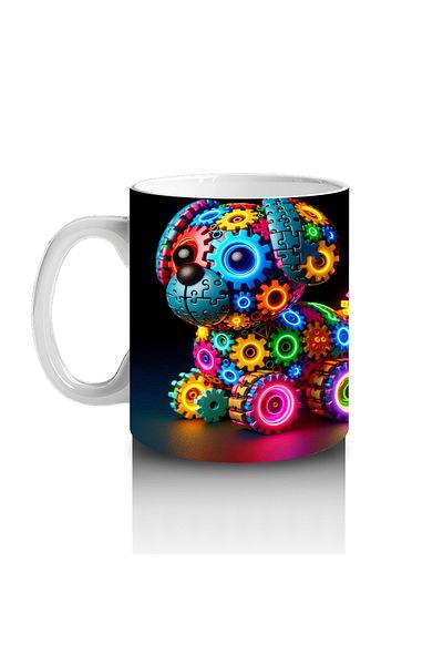 Luluyen Robot Dog Pattern Mug Cup Made with Colorful Gear Parts That Make Children Love Milk
