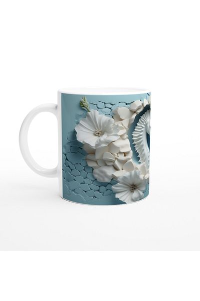 Luluyen Underwater Themed Mug Cup with Seahorses and Flowers in Ceramic Style
