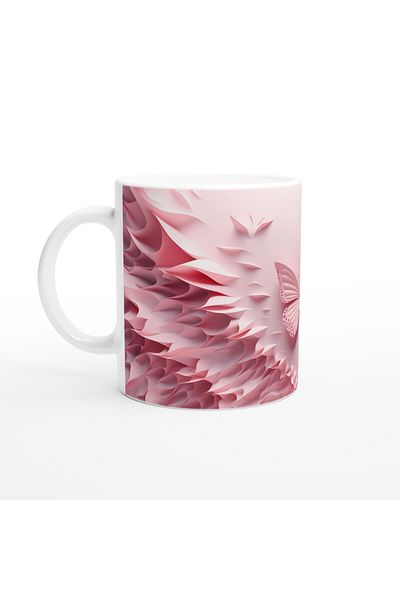 Luluyen Dance of the Pink Wings: Abstract Butterfly Pattern Printed Mug