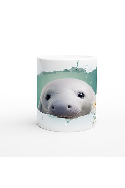 Luluyen Cute Seal and Flower Detailed Underwater Themed Mug