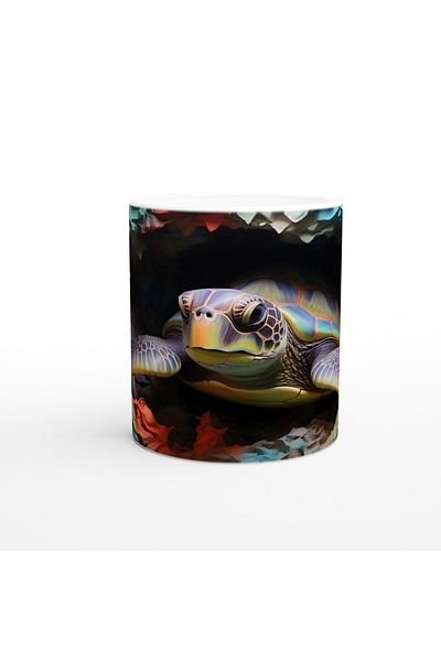 Luluyen Sea Turtle Amongst Abstract Color Waves Mug Cup