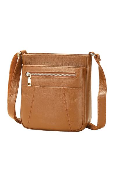 Lucmark Geanta de umar din piele naturala Lucmark, maro, practica si eleganta, 23 x 21 x 10 cm, ideala pentr